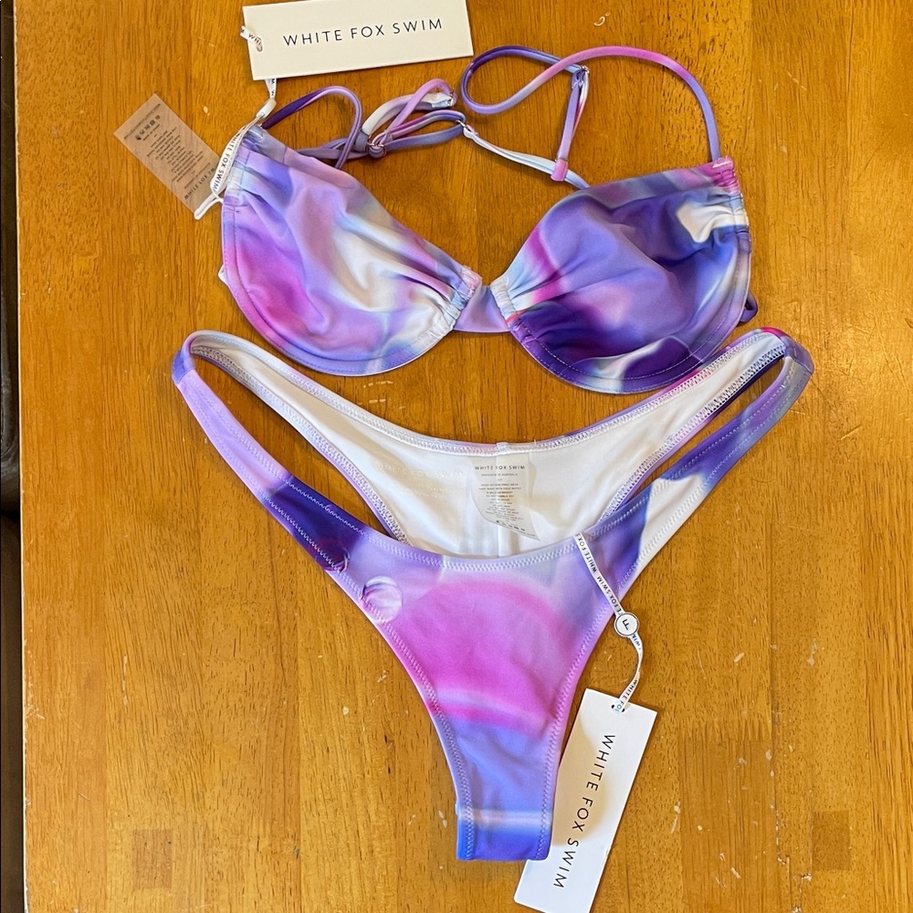 White Fox Swim Purple and Pink Bikini Set